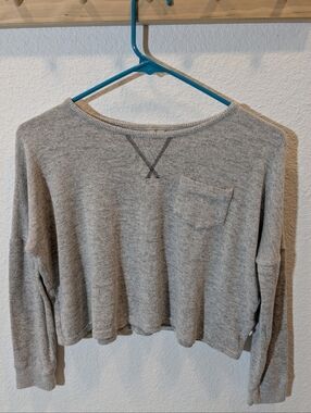 Roxy Girls Heathered Grey Slightly Cropped Long Sleeve Pullover